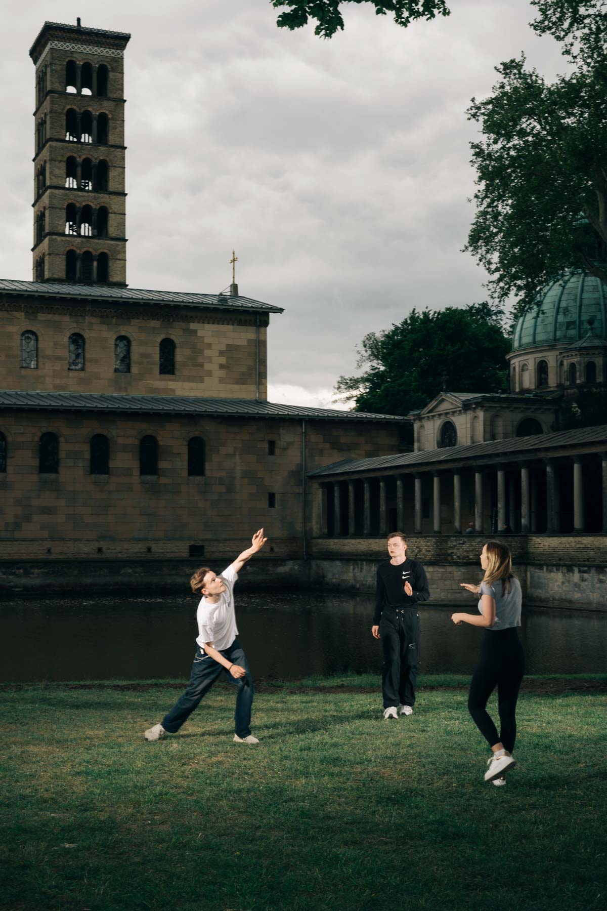Most schools in Germany were temporarily closed due to the corona crisis. Anton, Tillmann and Jette play one morning in May in a park in Potsdam, as they have only two days a week lessons in the school building.